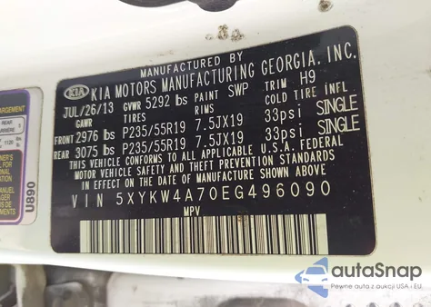 2014 Kia Sorento Sx from USA, damaged, VIN 5XYKW4A70EG496090